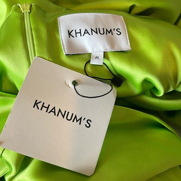 Khanums Kenisei Crystal Embellished Halter Green Limeade Maxi Gown Size Medium - Picture 11 of 12